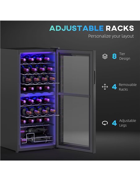 HOMCOM 32 Bottle Dual Zone 5-18℃ Wine Fridge - Black - pic 127430 | FastDaddyshop