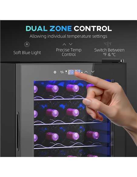 HOMCOM 32 Bottle Dual Zone 5-18℃ Wine Fridge - Black - pic 127431 | FastDaddyshop