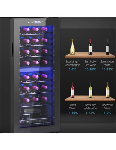 HOMCOM 32 Bottle Dual Zone 5-18℃ Wine Fridge - Black