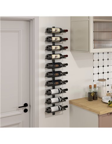 HOMCOM 10-Tier Wall Mount Wine Rack, Steel Wall Wine Rack for 10 Wine Bottles, Wall Wine Display Rack for Kitchen, Dining Room, 