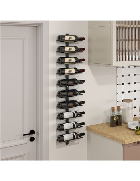 HOMCOM 10-Tier Wall Mount Wine Rack, Steel Wall Wine Rack for 10 Wine Bottles, Wall Wine Display Rack for Kitchen, Dining Room,  - pic 127435 | FastDaddyshop