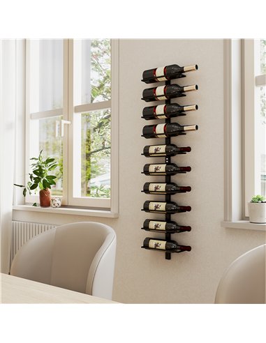 HOMCOM 10-Tier Wall Mount Wine Rack, Steel Wall Wine Rack for 10 Wine Bottles, Wall Wine Display Rack for Kitchen, Dining Room, 