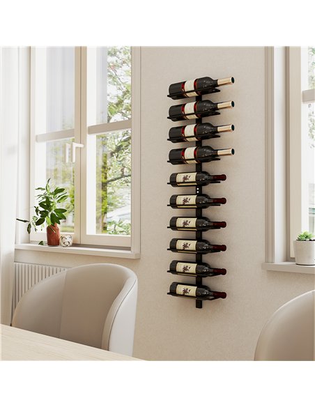 HOMCOM 10-Tier Wall Mount Wine Rack, Steel Wall Wine Rack for 10 Wine Bottles, Wall Wine Display Rack for Kitchen, Dining Room,  - pic 127440 | FastDaddyshop