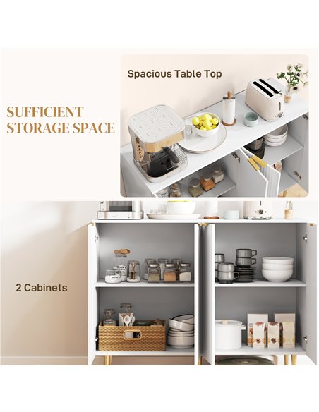 HOMCOM Sideboard Buffet Cabinet, Modern Kitchen Storage Cabinet with 4 Doors and Adjustable Shelves, Living Room Cabinet with Me - pic 127455 | FastDaddyshop