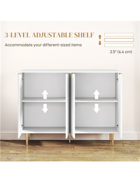 HOMCOM Sideboard Buffet Cabinet, Modern Kitchen Storage Cabinet with 4 Doors and Adjustable Shelves, Living Room Cabinet with Me - pic 127456 | FastDaddyshop