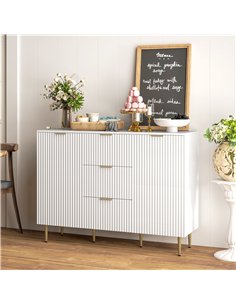 HOMCOM Sideboard Buffet Cabinet, Modern Kitchen Storage Cabinet with 3 Drawers and Adjustable Shelves, Living Room Cabinet with  2