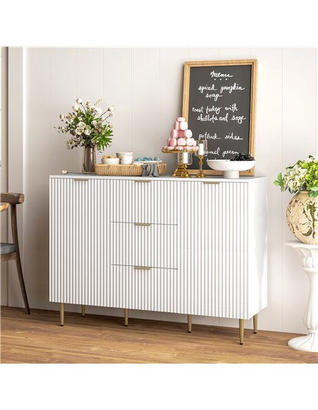 HOMCOM Sideboard Buffet Cabinet, Modern Kitchen Storage Cabinet with 3 Drawers and Adjustable Shelves, Living Room Cabinet with  - pic 127462 | FastDaddyshop