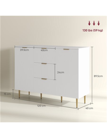 HOMCOM Sideboard Buffet Cabinet, Modern Kitchen Storage Cabinet with 3 Drawers and Adjustable Shelves, Living Room Cabinet with  - pic 127463 | FastDaddyshop
