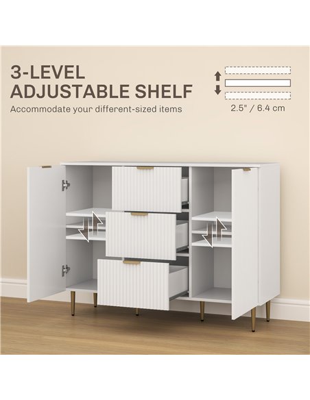HOMCOM Sideboard Buffet Cabinet, Modern Kitchen Storage Cabinet with 3 Drawers and Adjustable Shelves, Living Room Cabinet with  - pic 127465 | FastDaddyshop