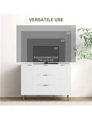 HOMCOM Sideboard Buffet Cabinet, Modern Kitchen Storage Cabinet with 3 Drawers and Adjustable Shelves, Living Room Cabinet with 