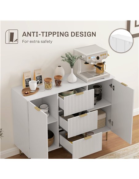 HOMCOM Sideboard Buffet Cabinet, Modern Kitchen Storage Cabinet with 3 Drawers and Adjustable Shelves, Living Room Cabinet with  - pic 127468 | FastDaddyshop