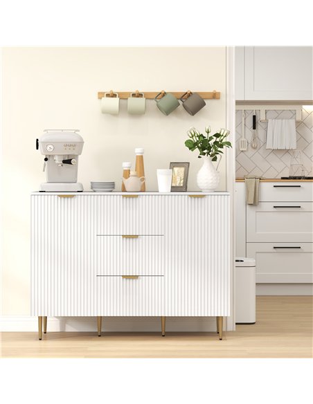 HOMCOM Sideboard Buffet Cabinet, Modern Kitchen Storage Cabinet with 3 Drawers and Adjustable Shelves, Living Room Cabinet with  - pic 127469 | FastDaddyshop
