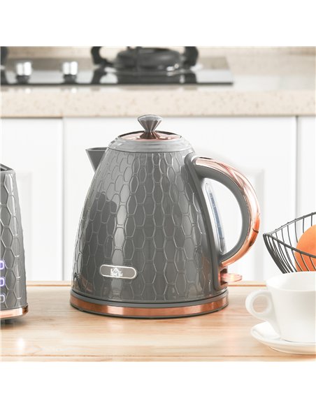 HOMCOM 3kW Rapid Boil Honeycomb Kettle - Grey - pic 127480 | FastDaddyshop