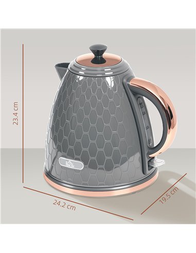 HOMCOM 3kW Rapid Boil Honeycomb Kettle - Grey