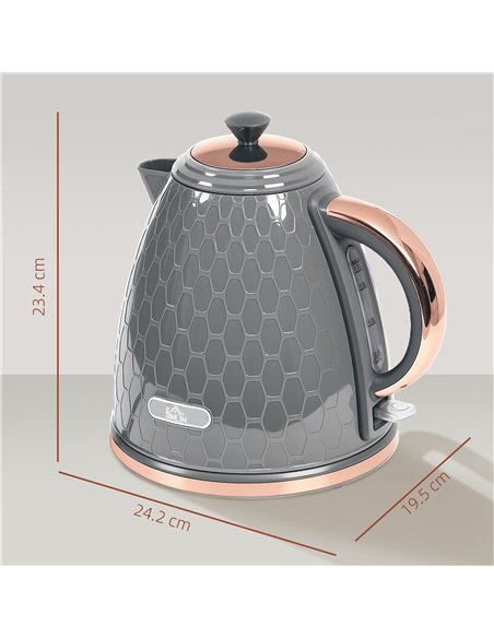 HOMCOM 3kW Rapid Boil Honeycomb Kettle - Grey - pic 127481 | FastDaddyshop