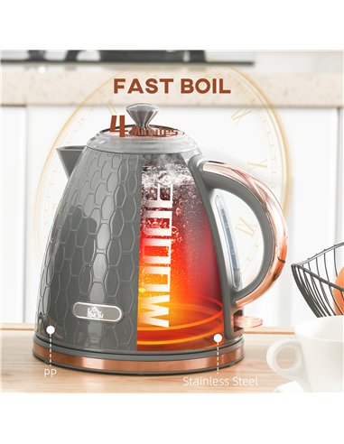 HOMCOM 3kW Rapid Boil Honeycomb Kettle - Grey