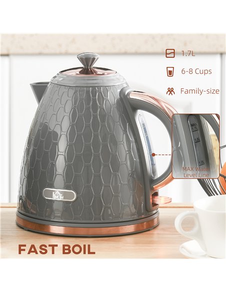 HOMCOM 3kW Rapid Boil Honeycomb Kettle - Grey - pic 127483 | FastDaddyshop