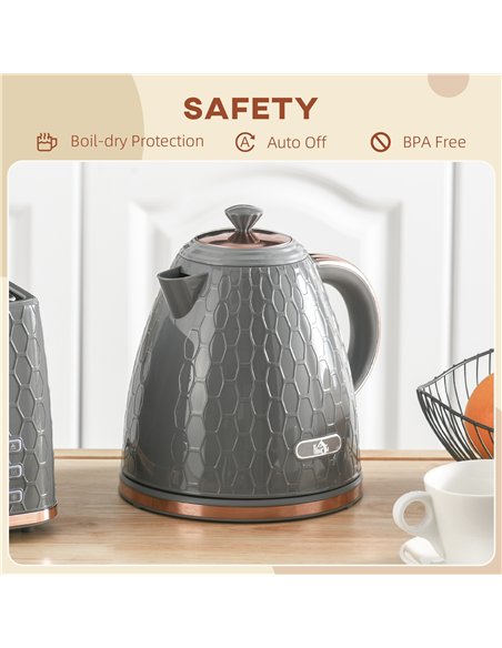 HOMCOM 3kW Rapid Boil Honeycomb Kettle - Grey - pic 127484 | FastDaddyshop
