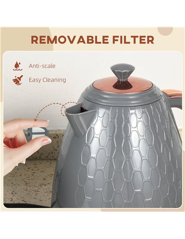 HOMCOM 3kW Rapid Boil Honeycomb Kettle - Grey