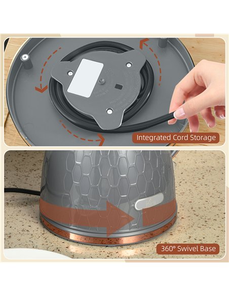 HOMCOM 3kW Rapid Boil Honeycomb Kettle - Grey - pic 127486 | FastDaddyshop