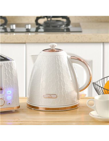 HOMCOM 3kW Rapid Boil Honeycomb Kettle - Cream