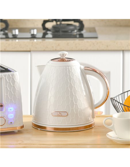 HOMCOM 3kW Rapid Boil Honeycomb Kettle - Cream - pic 127489 | FastDaddyshop