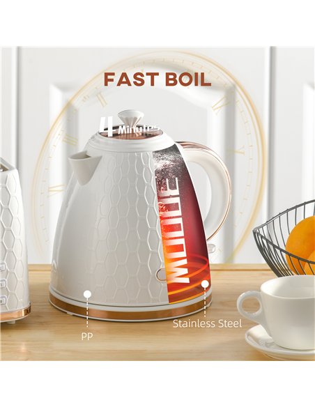 HOMCOM 3kW Rapid Boil Honeycomb Kettle - Cream - pic 127491 | FastDaddyshop