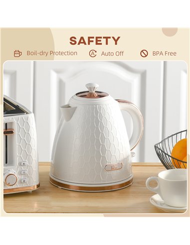 HOMCOM 3kW Rapid Boil Honeycomb Kettle - Cream