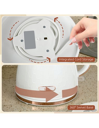 HOMCOM 3kW Rapid Boil Honeycomb Kettle - Cream