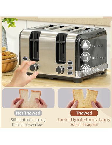 HOMCOM Polished Metal Kettle and Toaster Set - Black