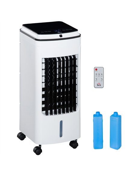 HOMCOM 3-in-1 Evaporative Air Cooler with 4L Water Tank, Portable Fan Cooler with Automatic Oscillation, Timer, Remote, White - pic 127524 | FastDaddyshop