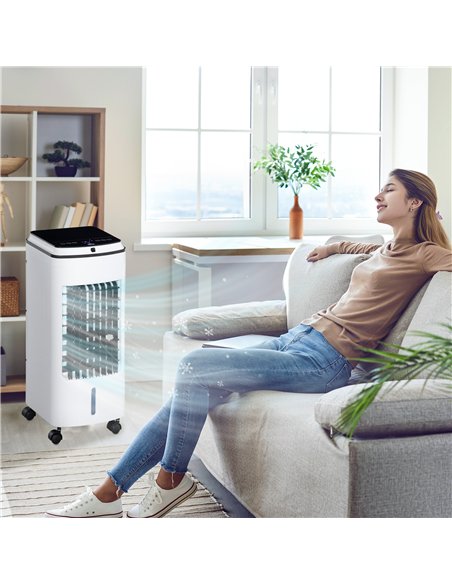 HOMCOM 3-in-1 Evaporative Air Cooler with 4L Water Tank, Portable Fan Cooler with Automatic Oscillation, Timer, Remote, White - pic 127525 | FastDaddyshop