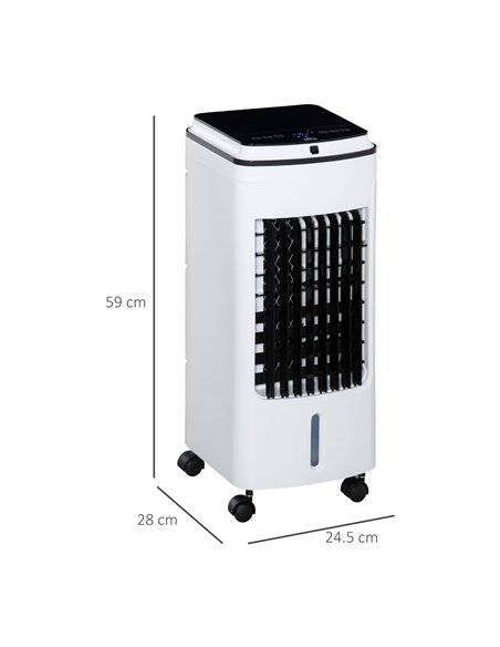 HOMCOM 3-in-1 Evaporative Air Cooler with 4L Water Tank, Portable Fan Cooler with Automatic Oscillation, Timer, Remote, White - pic 127526 | FastDaddyshop