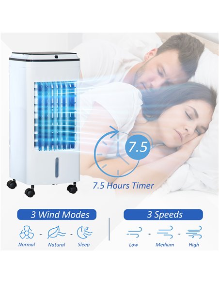 HOMCOM 3-in-1 Evaporative Air Cooler with 4L Water Tank, Portable Fan Cooler with Automatic Oscillation, Timer, Remote, White - pic 127527 | FastDaddyshop