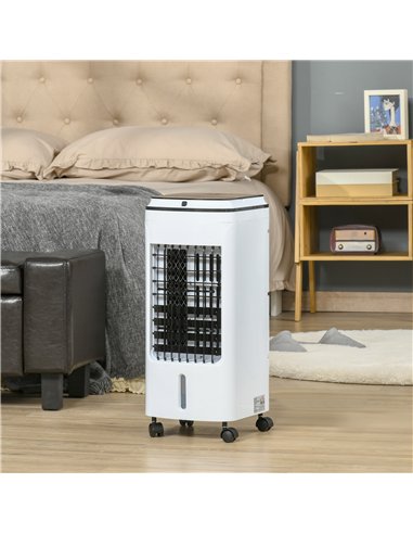 HOMCOM 3-in-1 Evaporative Air Cooler with 4L Water Tank, Portable Fan Cooler with Automatic Oscillation, Timer, Remote, White