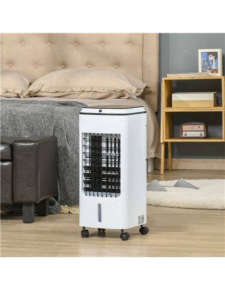 HOMCOM 3-in-1 Evaporative Air Cooler with 4L Water Tank, Portable Fan Cooler with Automatic Oscillation, Timer, Remote, White - pic 127532 | FastDaddyshop