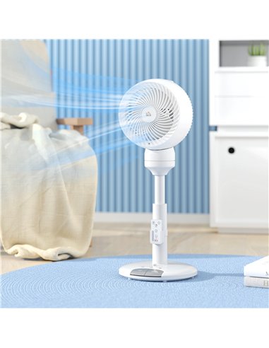 HOMCOM 9'' Air Circulator Fan 3 Speed 3 Mode, 70° Oscillation 90° Vertical Tilt, Height Adjustable, Remote Controller, for Livin