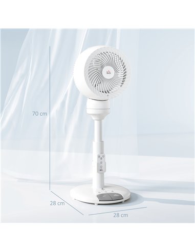 HOMCOM 9'' Air Circulator Fan 3 Speed 3 Mode, 70° Oscillation 90° Vertical Tilt, Height Adjustable, Remote Controller, for Livin