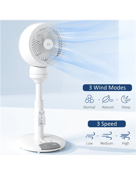 HOMCOM 9'' Air Circulator Fan 3 Speed 3 Mode, 70° Oscillation 90° Vertical Tilt, Height Adjustable, Remote Controller, for Livin - pic 127537 | FastDaddyshop