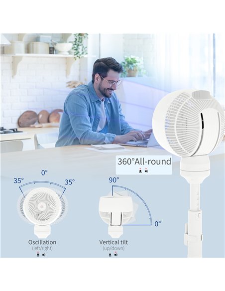 HOMCOM 9'' Air Circulator Fan 3 Speed 3 Mode, 70° Oscillation 90° Vertical Tilt, Height Adjustable, Remote Controller, for Livin - pic 127538 | FastDaddyshop