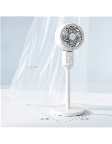 HOMCOM 9'' Air Circulator Fan 3 Speed, 70° Oscillation 90° Vertical Tilt, Carry Handle, Pedestal Fan, Pedestal Fan for Living Ro
