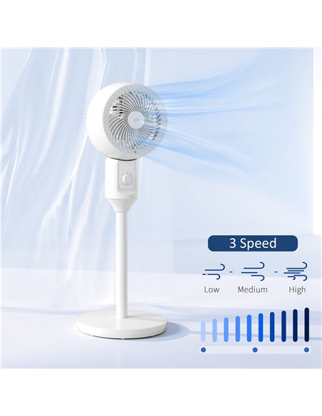 HOMCOM 9'' Air Circulator Fan 3 Speed, 70° Oscillation 90° Vertical Tilt, Carry Handle, Pedestal Fan, Pedestal Fan for Living Ro - pic 127546 | FastDaddyshop