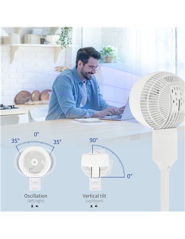 HOMCOM 9'' Air Circulator Fan 3 Speed, 70° Oscillation 90° Vertical Tilt, Carry Handle, Pedestal Fan, Pedestal Fan for Living Ro