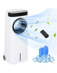 HOMCOM Evaporative Air Cooler, 6.5L 4-in-1 Bladeless Portable Cooler, Fan, Humidifier, Air Clean with Oscillation, 3 Speeds, 24H