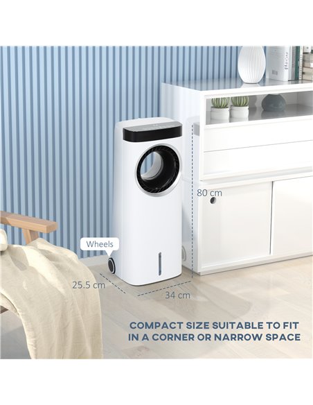 HOMCOM Evaporative Air Cooler, 6.5L 4-in-1 Bladeless Portable Cooler, Fan, Humidifier, Air Clean with Oscillation, 3 Speeds, 24H - pic 127553 | FastDaddyshop
