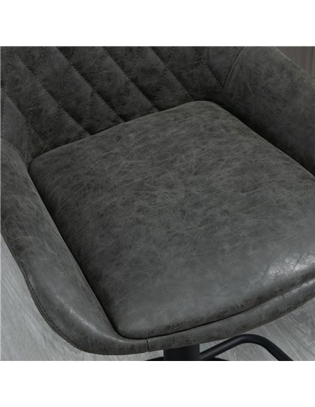 HOMCOM Retro Bar Stools Set of 2, Adjustable Kitchen Stool, Upholstered Bar Chairs with Back, Swivel Seat, Dark Grey - pic 127567 | FastDaddyshop