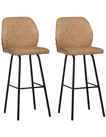 HOMCOM Bar Stools Set of 2, Linen-Touch Upholstered Bar Chairs, Kitchen Stools with Backs and Steel Legs for Dining Room, Light  - pic 127569 | FastDaddyshop