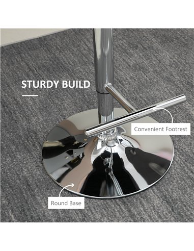 HOMCOM Modern Adjustable Bar Stools Set of 2, Swivel Velvet Barstools with Button Tufted Back, Footrest, Nailhead Trim for Home 