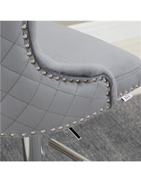 HOMCOM Modern Adjustable Bar Stools Set of 2, Swivel Velvet Barstools with Button Tufted Back, Footrest, Nailhead Trim for Home  - pic 127586 | FastDaddyshop