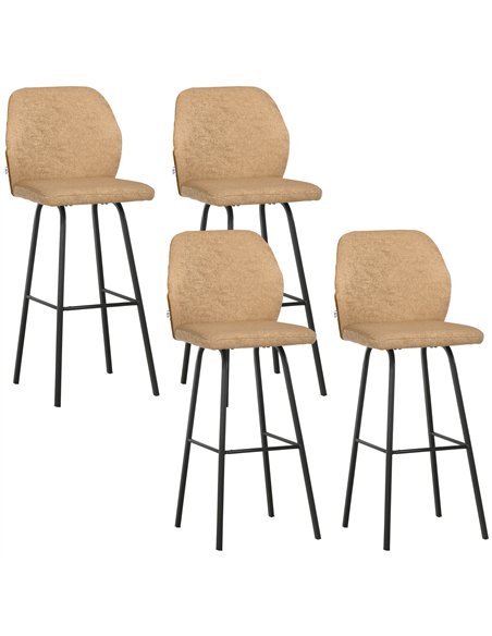 HOMCOM Bar Stools Set of 4, Linen-Touch Upholstered Bar Chairs, Kitchen Stools with Backs and Steel Legs for Dining Room, Light  - pic 127587 | FastDaddyshop